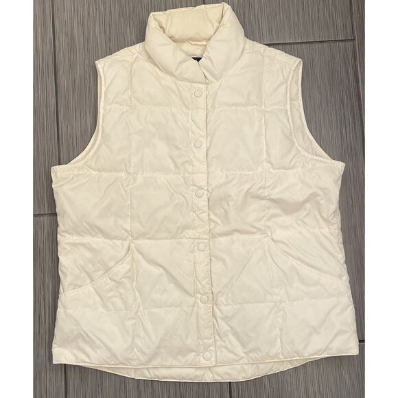 Lands End Womens Ivory Goose Down Filled Puffer Vest Size Large - Picture 1 of 4